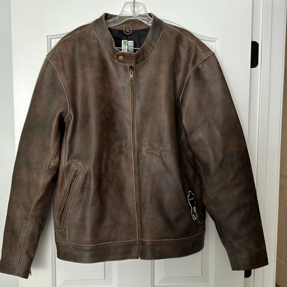 Real leather jacket, aged brown size XL NWT